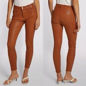 FRAME NWT Lambskin Skinny Leg Pants Cognac Brown Size 25 Le Skinny De Jeanne